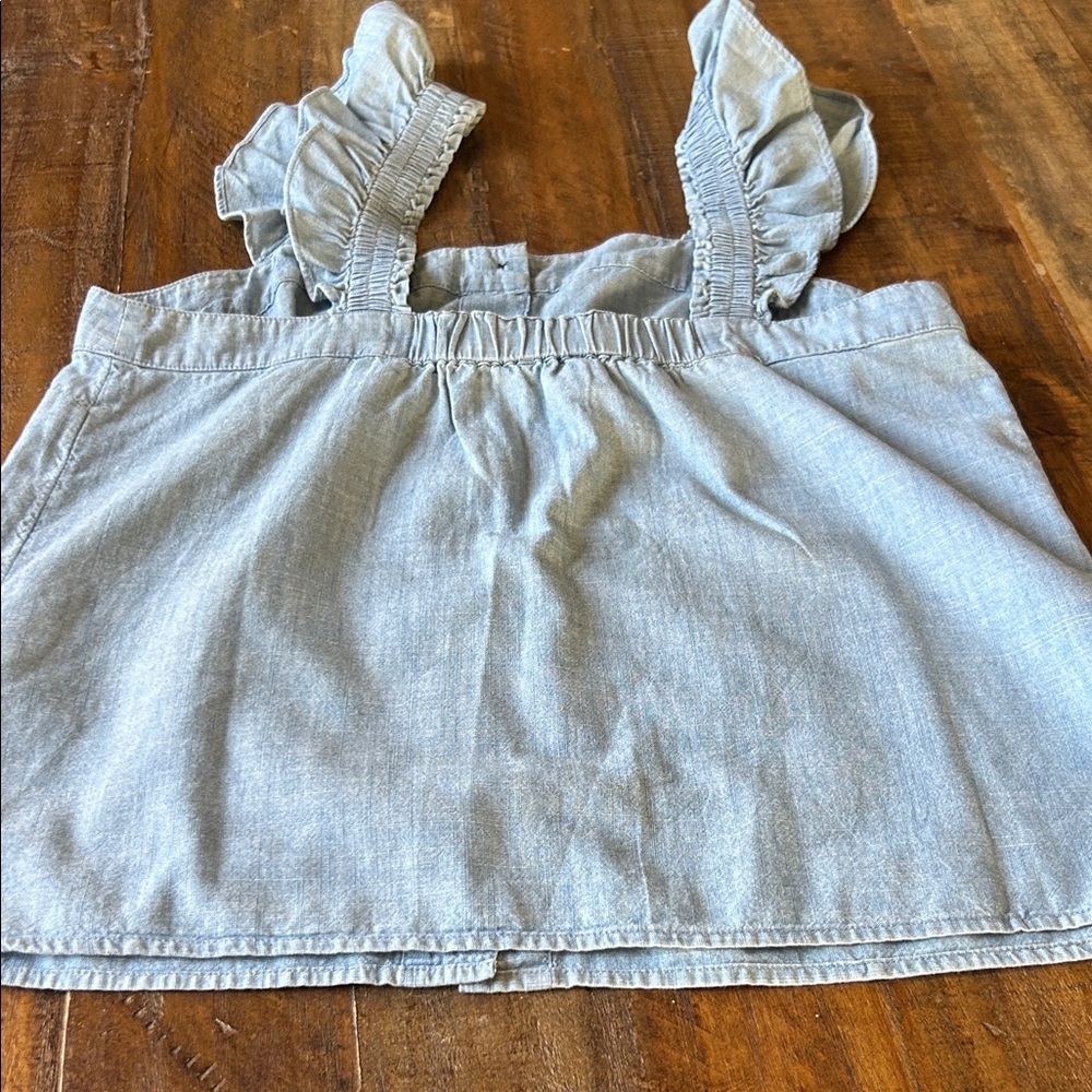 J. Crew Blue Button-Front Ruffle Blouse - Picture 13 of 13